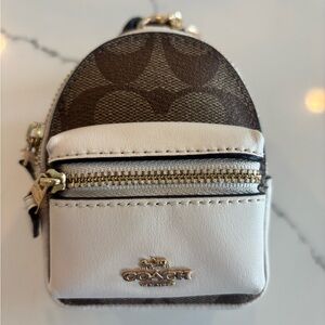 Coach Brown and Cream Mini backpack keychain. Never used